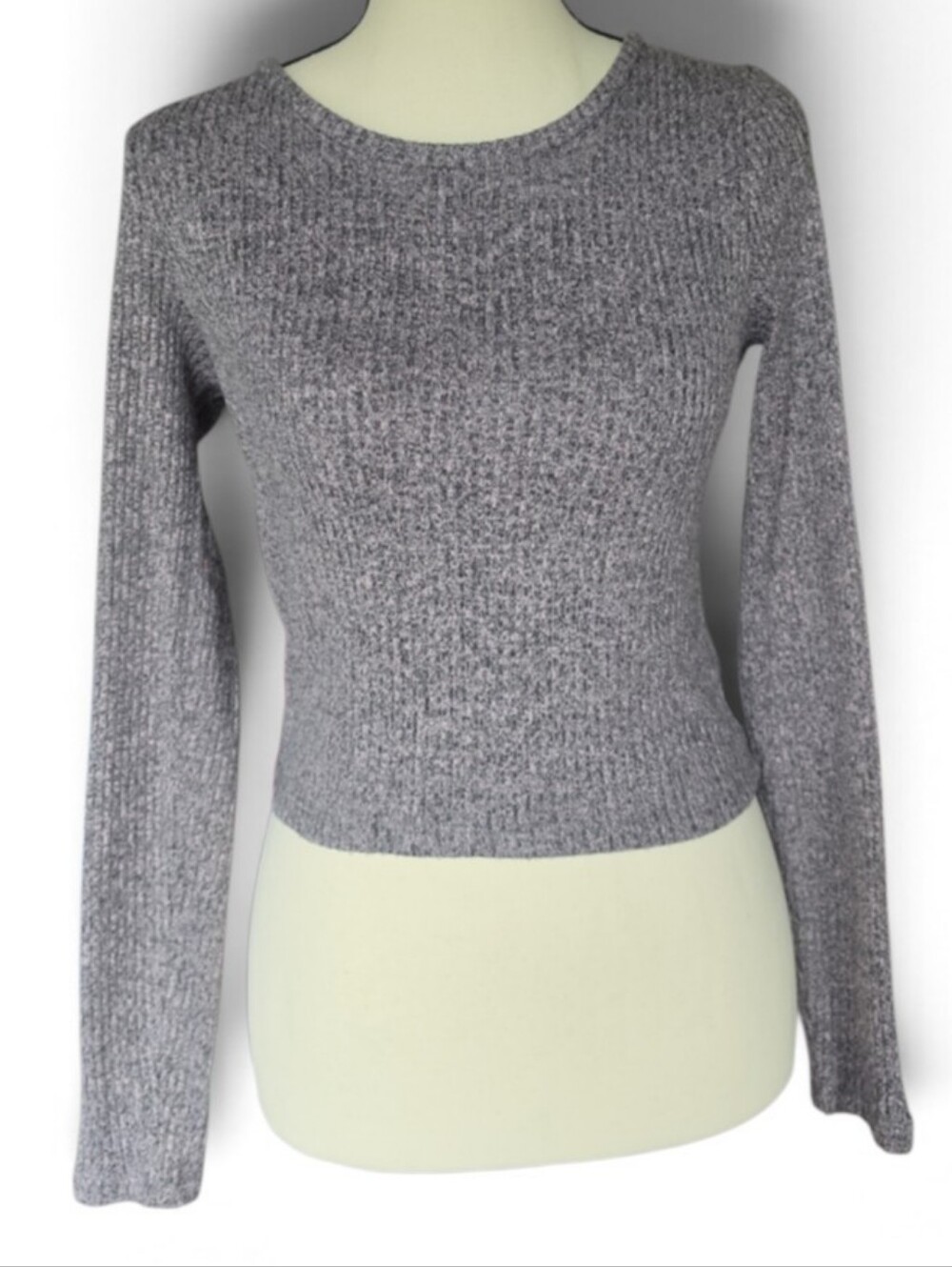 American Eagle Dusty Purple Cropped Long Sleeve Shirt-Size Small